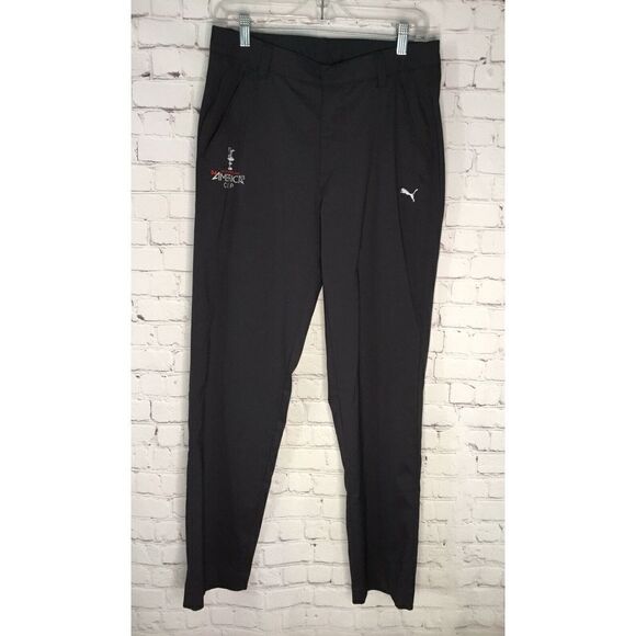 Puma Mens 30 Golf Pants Flat Front  Black Polyester Blend W30 L32 34America Cup - Picture 10 of 10